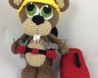 PDF-Häkelanleitung: Biber mit Werkzeugen Amigurumi *Nur die Häkelanleitung, nicht die Puppe*