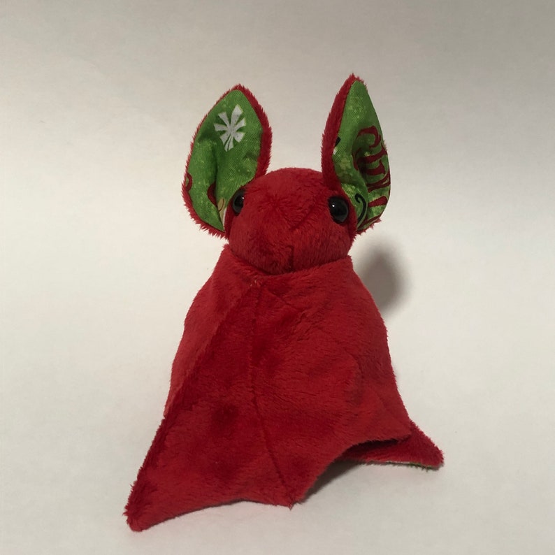 Red Merry Christmas Santa Bat Plush, Stuffed Animal, Softie image 7