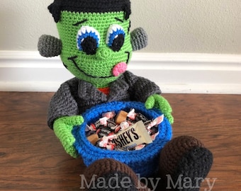 PDF PATTERN: Frankenstein Candy Bowl Crochet Pattern **Crochet Pattern Only, Not Actual Doll** Crochet Frankenstein