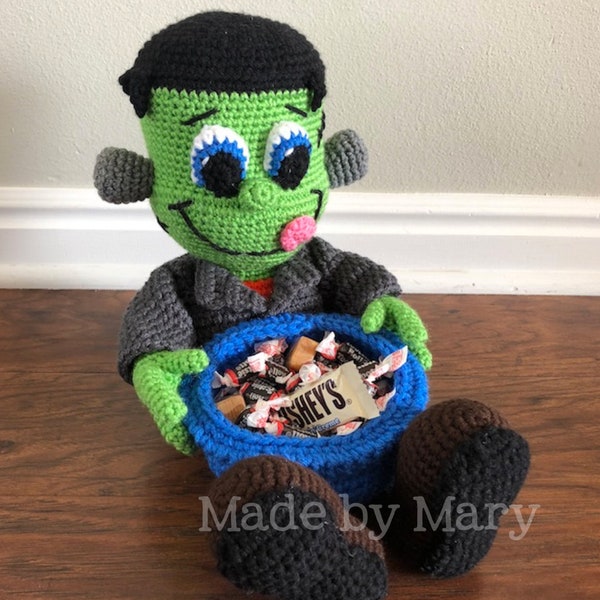 PDF PATTERN: Frankenstein Candy Bowl Crochet Pattern **Crochet Pattern Only, Not Actual Doll** Crochet Frankenstein