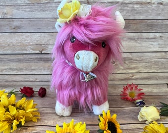 Pink Highland Cow Stuffed Animal, Softie