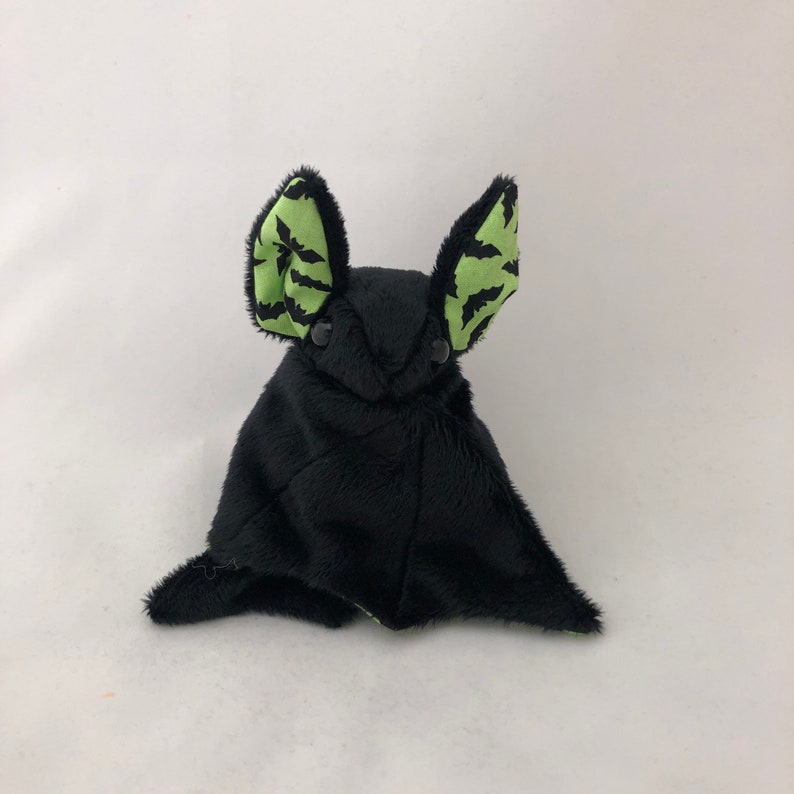Black Lime Green Bat Wing Bat Plush Stuffed Animal Softie Etsy