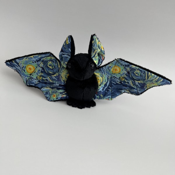 Black Starry Night Bat Plush, Stuffed Animal, Softie