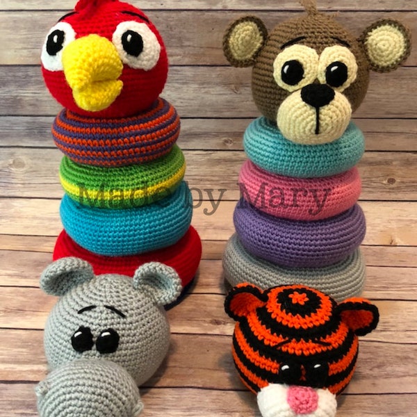 PDF PATTERN: Ring Stacker Zoo Animals 2 **Crochet Pattern Only, Not Actual Doll!** Crochet Toy