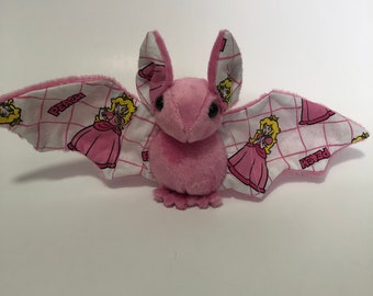 Pink Princess Peach Bat Plush, Stuffed Animal, Softie, Made from Licensed Fabric