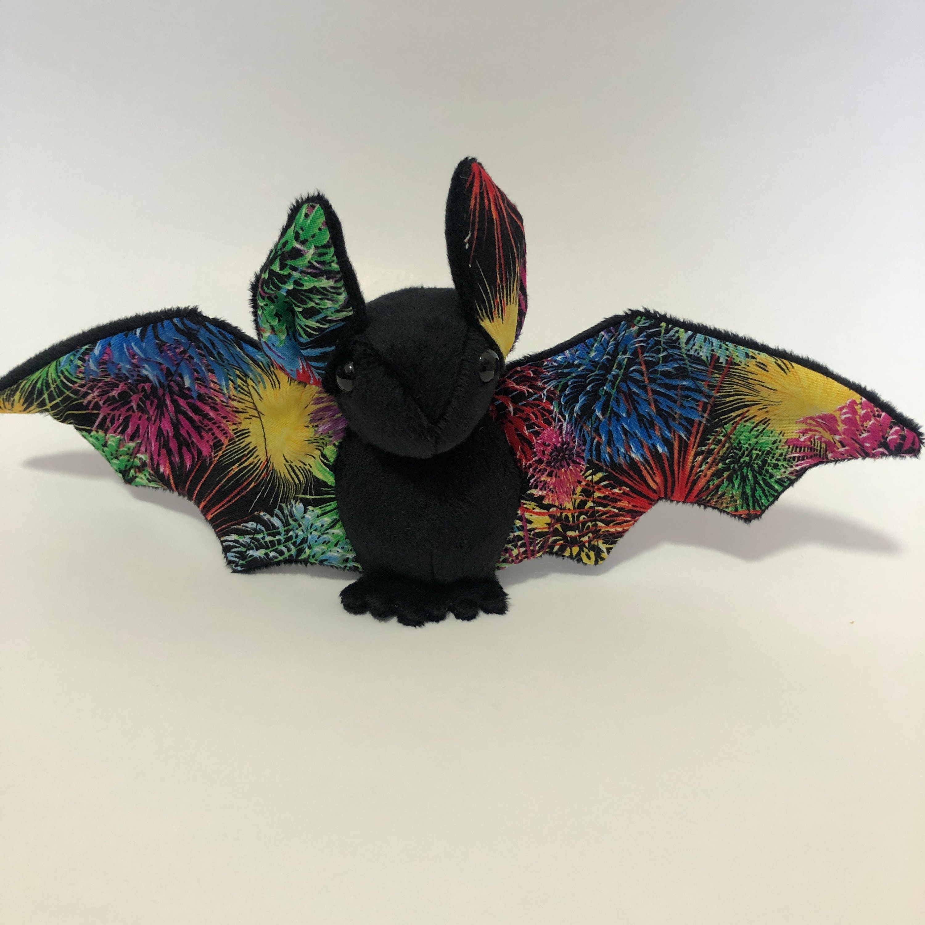 Black Fireworks Bat Plush, Stuffed Animal, Softie