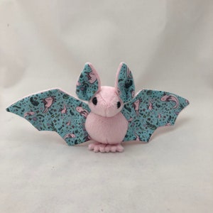 Light Pink Axolotl Bat Plush, Stuffed Animal, Softie