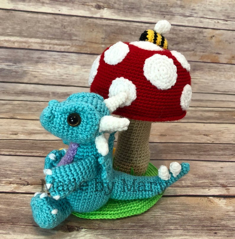 PDF PATTERN: Dragon and Toadstool Amigurumi Crochet Pattern Only, Not Actual Doll Crochet Dragon image 3