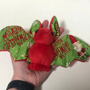Red Merry Christmas Santa Bat Plush, Stuffed Animal, Softie image 2