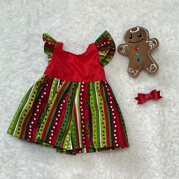 christmas baby doll dress Christmas Baby Doll Dress, Gingerbread Softie and Hair Clip Set