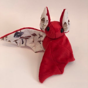 Red Bat Mushroom Fabric Bat Plush, Stuffed Animal, Softie - Etsy