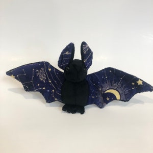 Zodiac Constellations Black Bat Plush, Stuffed Animal, Softie, Plushie, Stars