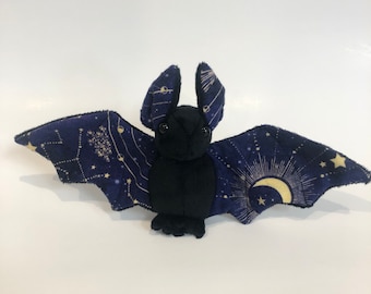 Zodiac Constellations Black Bat Plush, Stuffed Animal, Softie, Plushie, Stars