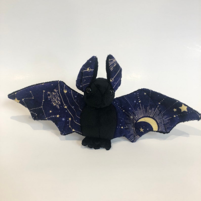 Zodiac Constellations Black Bat Plush, Stuffed Animal, Softie, Plushie, Stars image 1