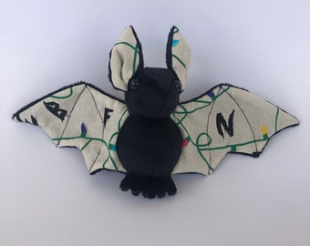 Black Stranger Christmas Lights Bat Plush, Stuffed Animal, Softie