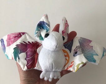 Dragon White Bat Plush, Stuffed Animal, Softie