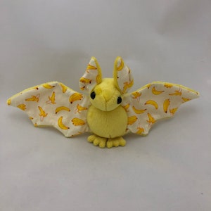 Yellow Banana Bat Plush, Stuffed Animal, Softie