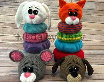 PDF PATTERN: Ring Stacker Pet Animals **Crochet Pattern Only, Not Actual Doll!** Crochet Toy
