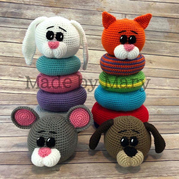 PDF PATTERN: Ring Stacker Pet Animals **Crochet Pattern Only, Not Actual Doll!** Crochet Toy