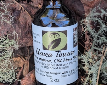 Usnea Tincture, 2 oz, Hand-Gathered Fresh Carefully Dried Small Batch