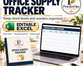 Office Supply Tracker Excel Template: Inventory, Reorder Levels and Vendor Log