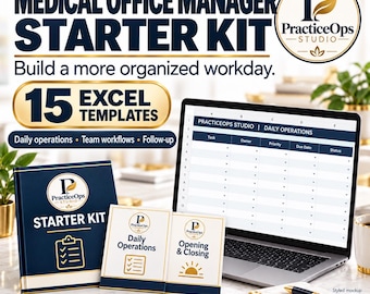 Medical Office Manager Starter Kit | 15 Editable Excel Templates | Practice Management Trackers, Checklists & SOPs