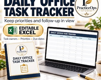Daily Office Task Tracker Excel Template: Team Tasks, Priorities and Follow Up Log