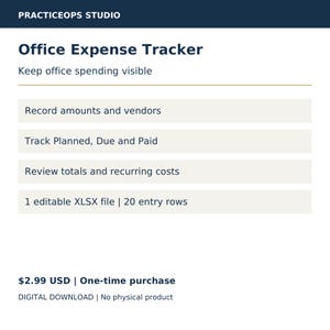 Office Expense Tracker Excel Template: Payment Status, Due Dates and Spending Log