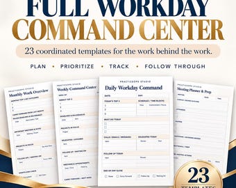 Workday-Kommandozentrale für Arztpraxen | 23 Praxismanager-Vorlagen | Aufgaben-, Besprechungs-, Projekt- und Nachfassplaner