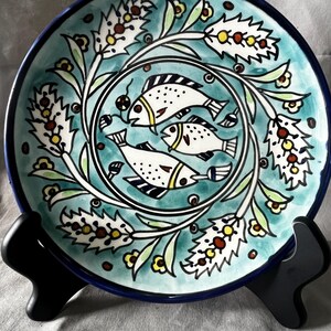 Vintage Jerusalem Pottery Plate Trio - Signed Garo Karakashian - 8" 5-Bird Masterpiece & Deluxe Floral Fish