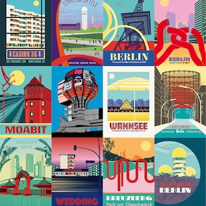 Ensemble de cartes postales de Berlin-Ouest