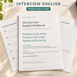 Cahier d'exercices d'anglais pour entretien d'embauche, niveau B1-B2, PDF imprimable pour la pratique de l'anglais langue seconde.