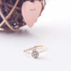 14K Yellow Gold Double Diamond Ring