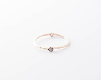 14K Yellow Gold Double Diamond Ring