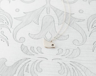 Sterling Silver Diamond Eye Bird Necklace