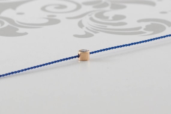 14K Gold Diamond Bracelet on Nylon Cord