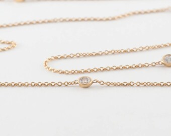Collar de diamantes de oro de 14 quilates de 40"
