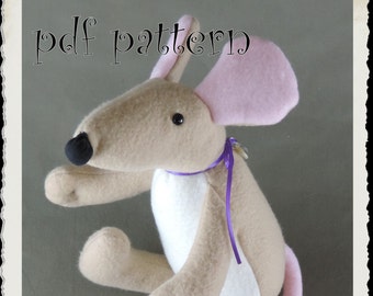 Mouse E-PATTERN, FULL Step-By-Step photo instructions, Downloadable PDF, e- Pattern instructions for fleece mouse