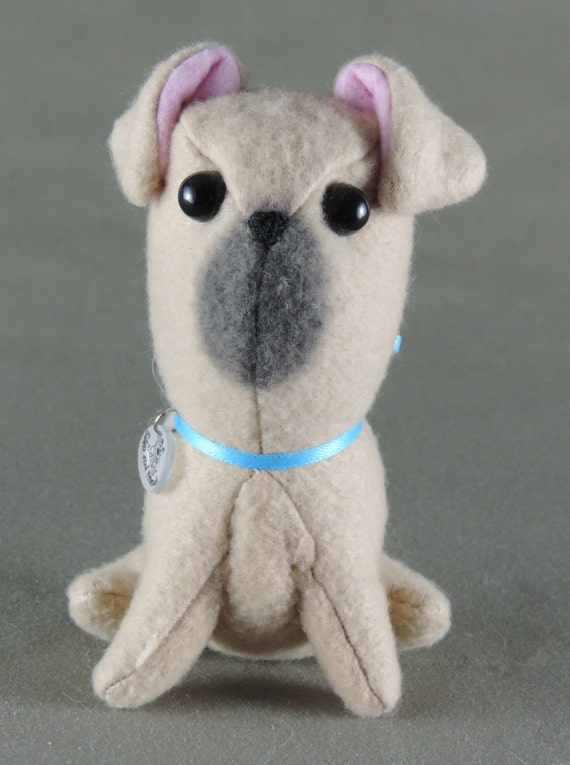 Pug stuffie handmade fleece puppy dog doll miniatureblack  etsy
