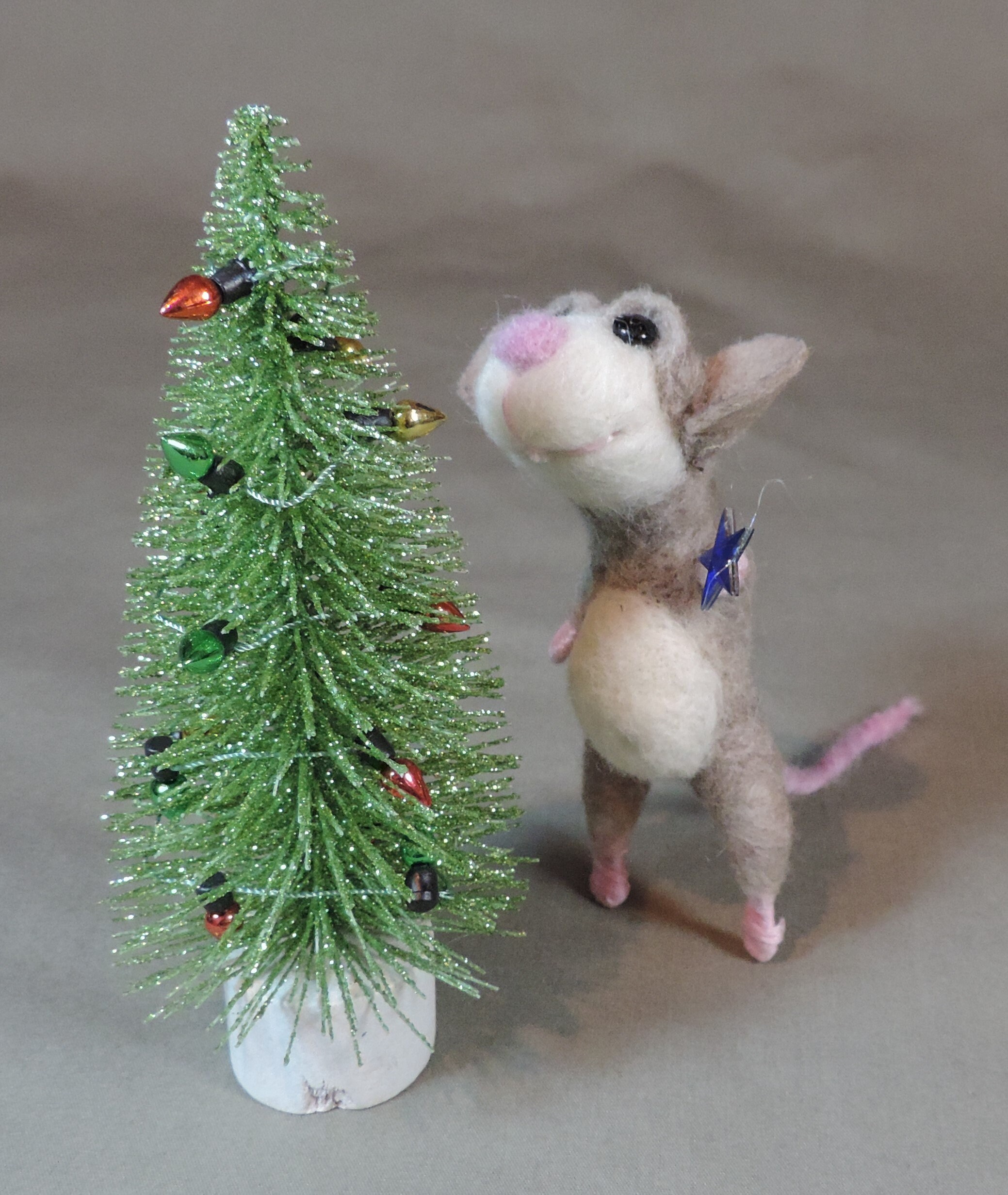 Felted Mouse Decorating The Tree Ooak Needle Etsy