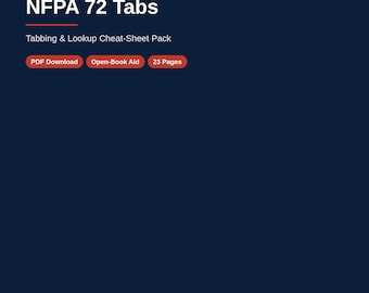 Unofficial NFPA 72 Tabbing & Lookup Cheat Sheet Pack PDF 2026 | NICET Open Book Study Aid