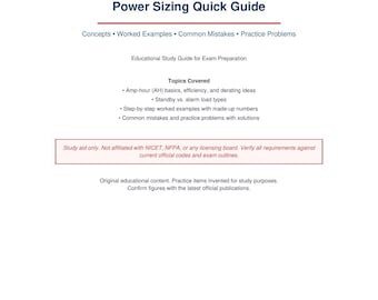 Unofficial Fire Alarm Battery & Standby Power Calculations | Study Guide PDF Digital Download