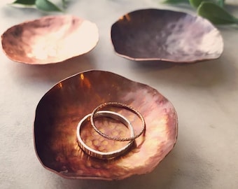 Copper hammered ring dish