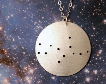 Virgo zodiac constellation sterling silver pendant August 23 - September 22 birthday