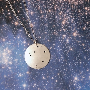 Libra constellation zodiac sterling silver necklace September 23 - October 22 birthday