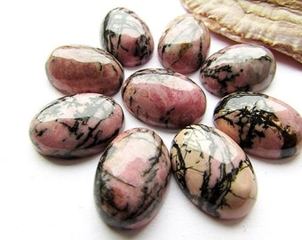 Natural Rhodonite Cabochons 18x13mm Pink Gemstone Cabochon Pink Stone Cabochon Oval Supplies Jewelry making 2 pcs