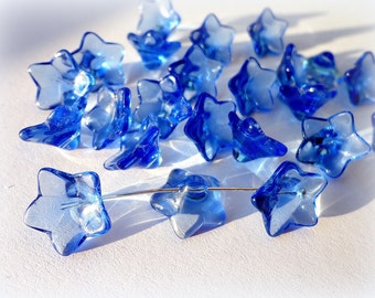 20pcs Blue Flower Glass Beads Aque Blue Floral Beads 14x10mm Glass Beads Craft Supplies Jewelry making