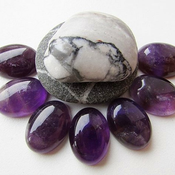 Natural Amethyst Cabochon 18x13mm Purple Amethyst Oval Shape Gemstone Cabochon Natural Purple Stone Flat back Jewelry Supplies 1pcs