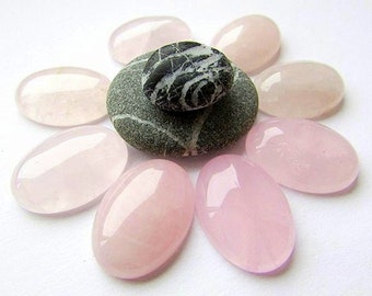 Rose Quartz Cabochon 25x18mm Pink Quartz Stone Cabochon Natural Oval Gemstone Cabochon Polished Quartz Cabochon Flat back Craft Supplies (1)