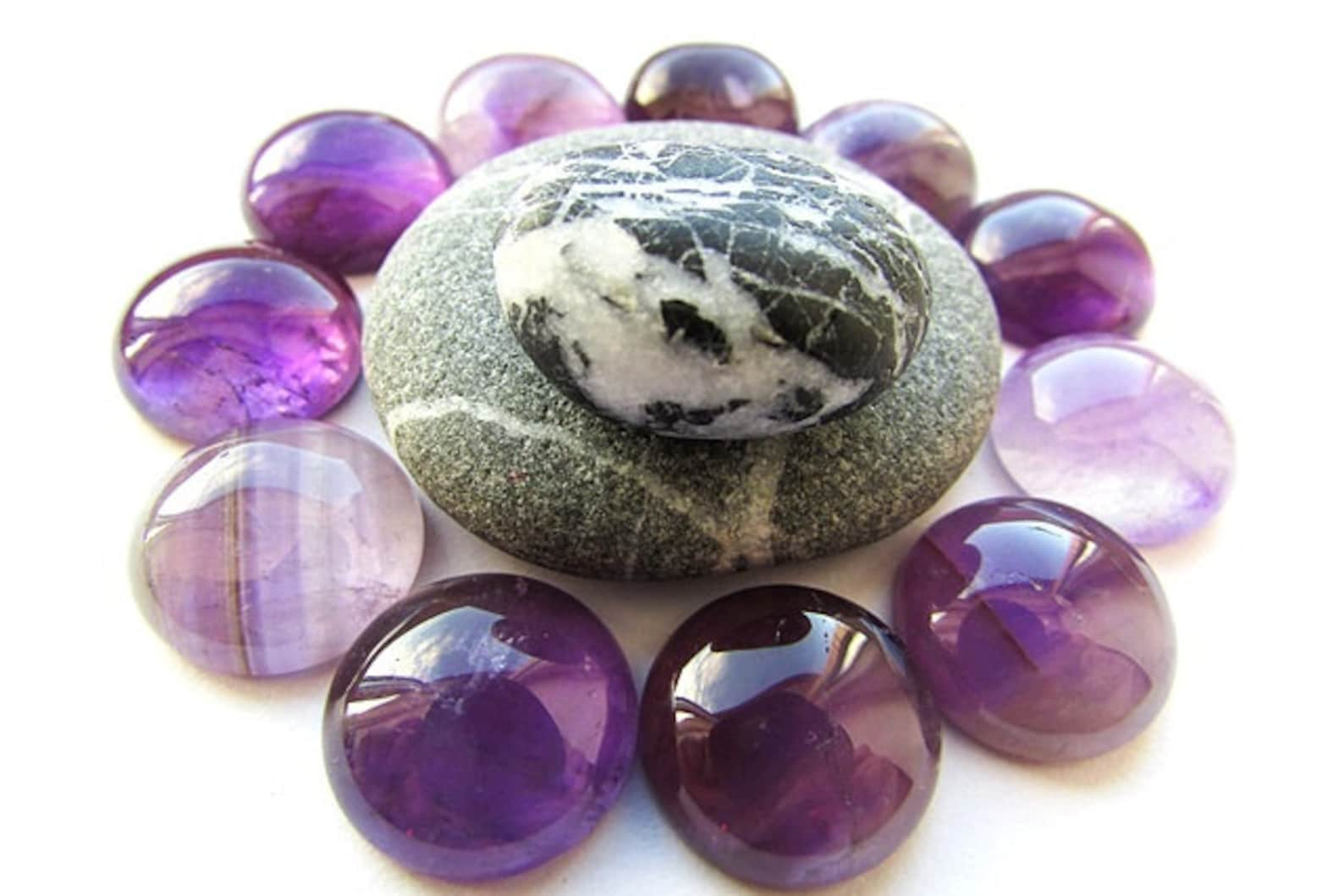 Natural Amethyst Cabochons 14mm Purple Gemstone Cabochon Round - Etsy ...